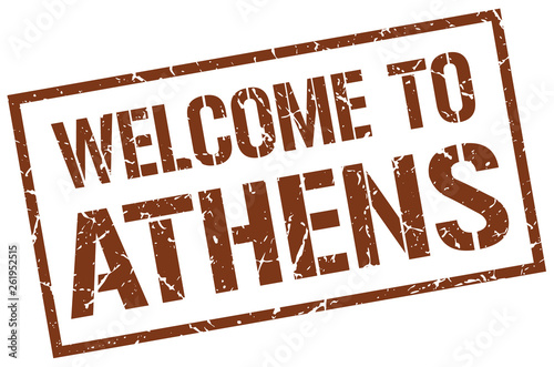 welcome to Athens stamp