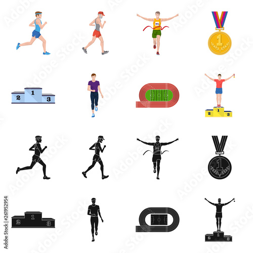 Vector design of sport  and winner symbol. Set of sport  and fitness  stock symbol for web.
