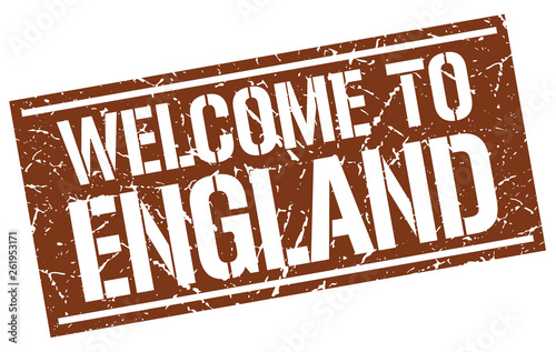 welcome to England stamp