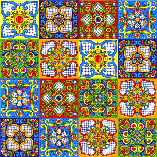 Mexican talavera ceramic tile pattern.