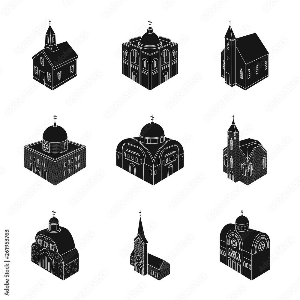 Vector design of parish and faith icon. Set of parish and building stock vector illustration.
