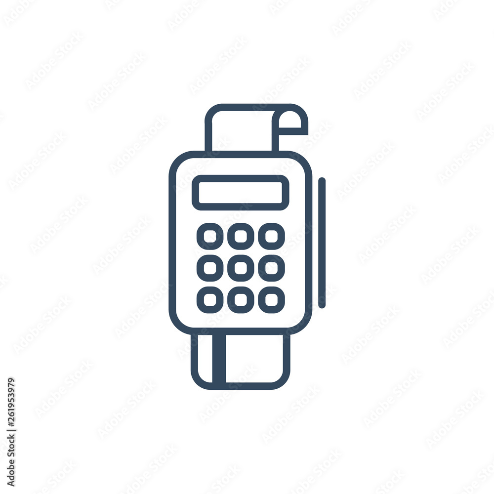 pos terminal payment line icon with credit card and check. Outline vector sign. linear pictogram isolated. pos terminal payment line icon with credit card and check. Outline vector sign. linear pictogram isolated.