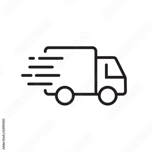 Fast shipping delivery truck. Line icon design. Vector illustration for apps and websites