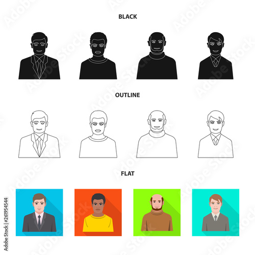 Vector design of hairstyle and profession  symbol. Collection of hairstyle and character  vector icon for stock.