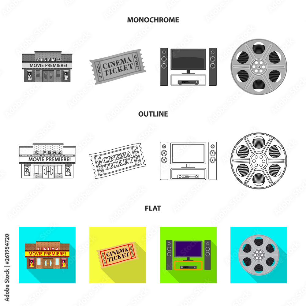 Vector design of television and filming icon. Collection of television and viewing vector icon for stock.