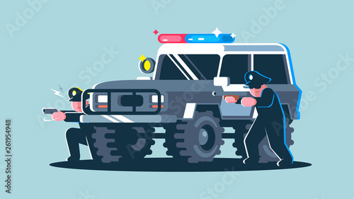 police SUV, armed police
