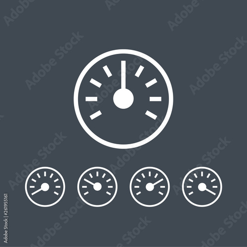 Info-graphic gauge elements. Speedometer set icons or sign with arrow. Vector. ..