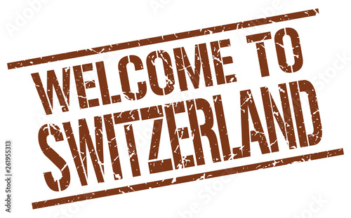 welcome to Switzerland stamp