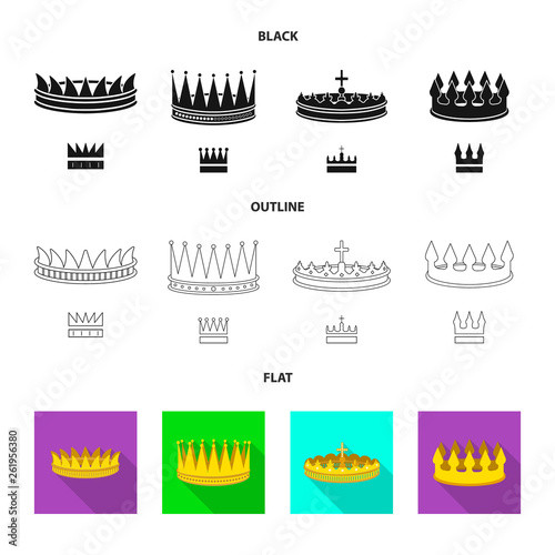 Isolated object of medieval and nobility icon. Set of medieval and monarchy stock vector illustration.