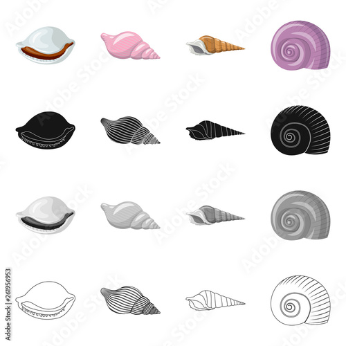 Vector design of animal and decoration icon. Set of animal and ocean vector icon for stock.