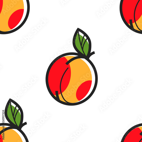 Armenian ripe peach seamless pattern fruit Armenia symbol