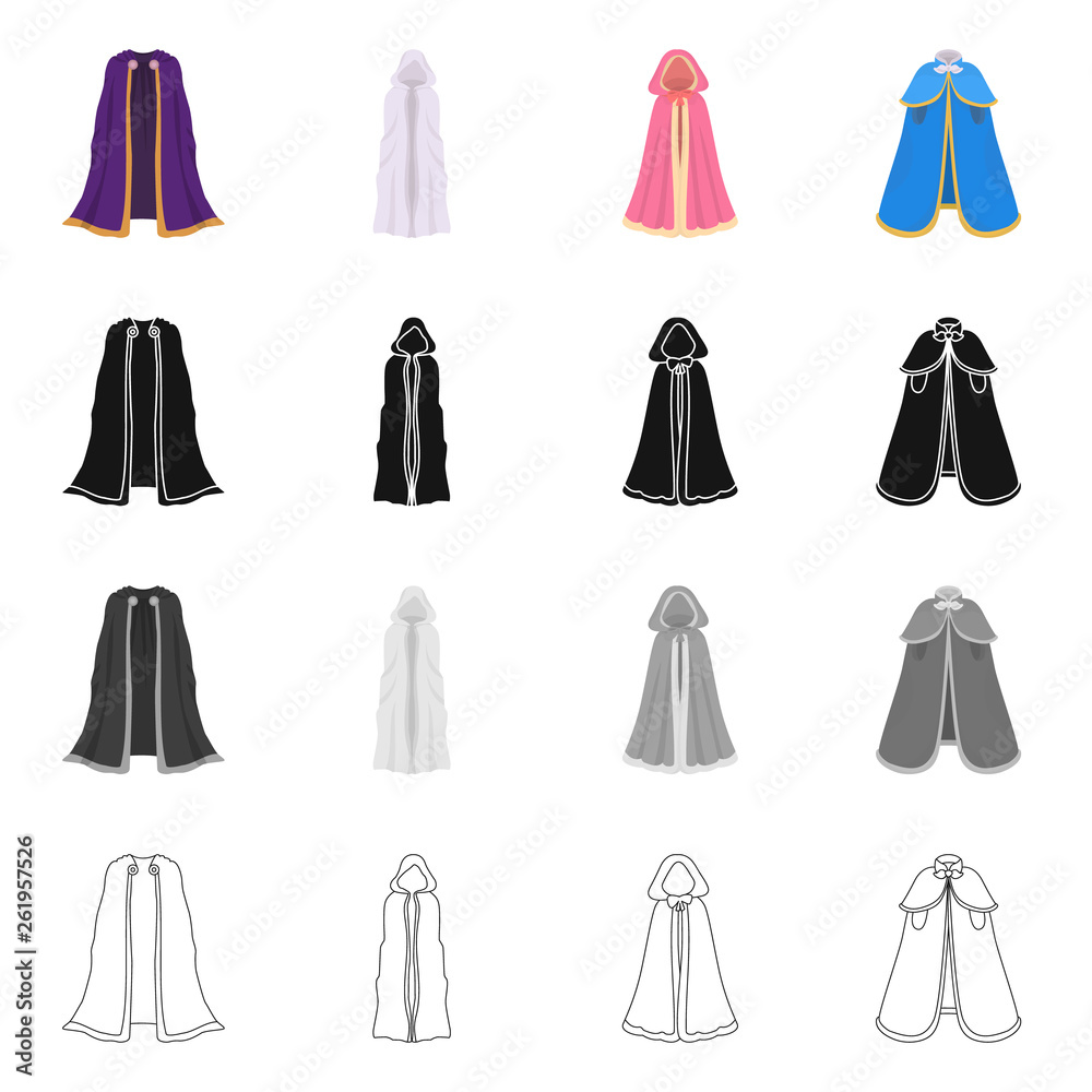 Isolated object of material and clothing icon. Collection of material and garment vector icon for stock.