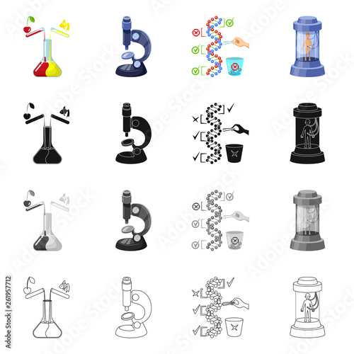 Vector illustration of test and synthetic symbol. Set of test and laboratory stock symbol for web.