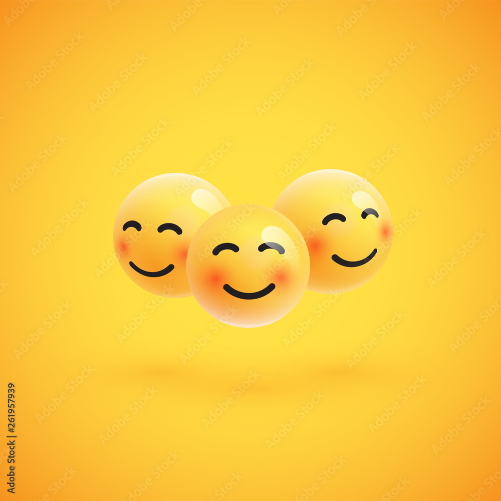 Group of high detailed yellow emoticons, vector illustration Group of high detailed yellow emoticons, vector illustration