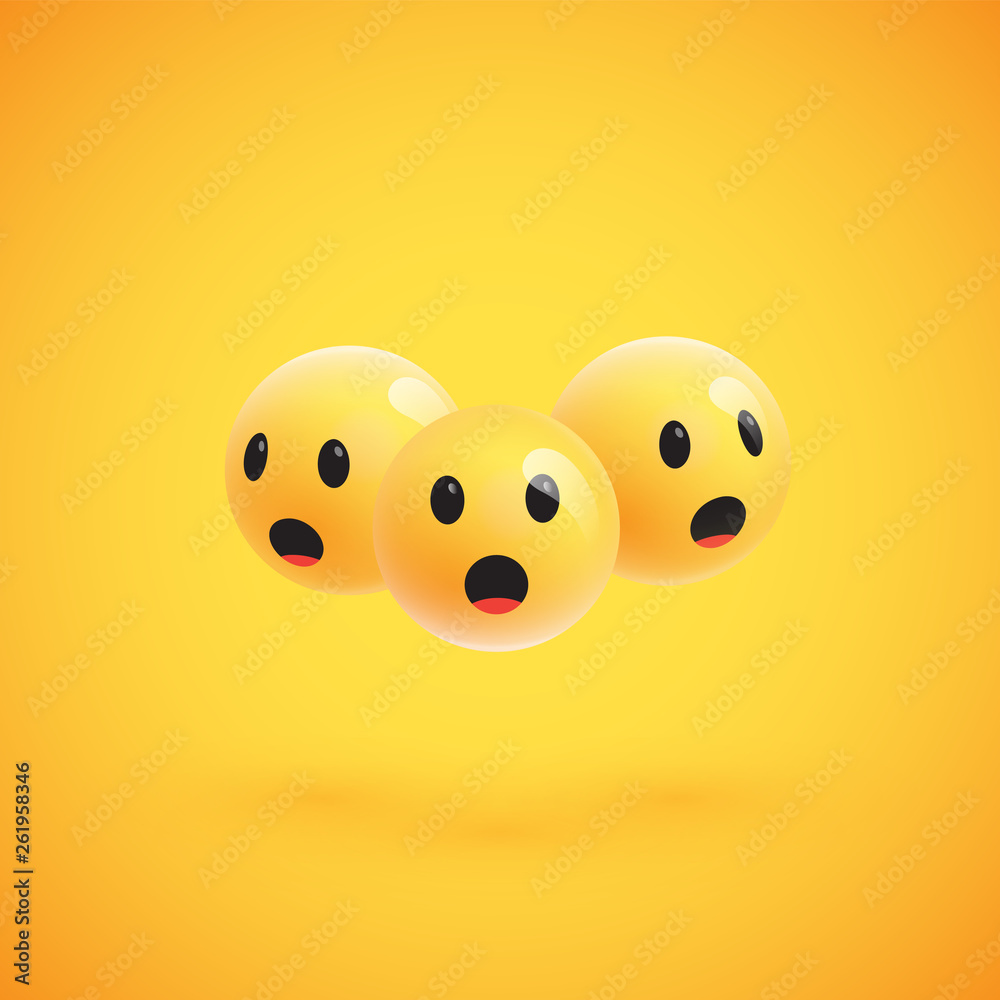 Naklejka premium Group of high detailed yellow emoticons, vector illustration