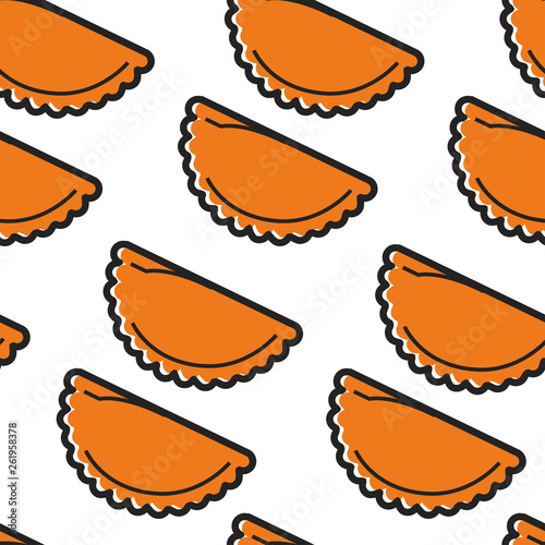 Brazilian food pastel deep-fried buns with meat seamless pattern