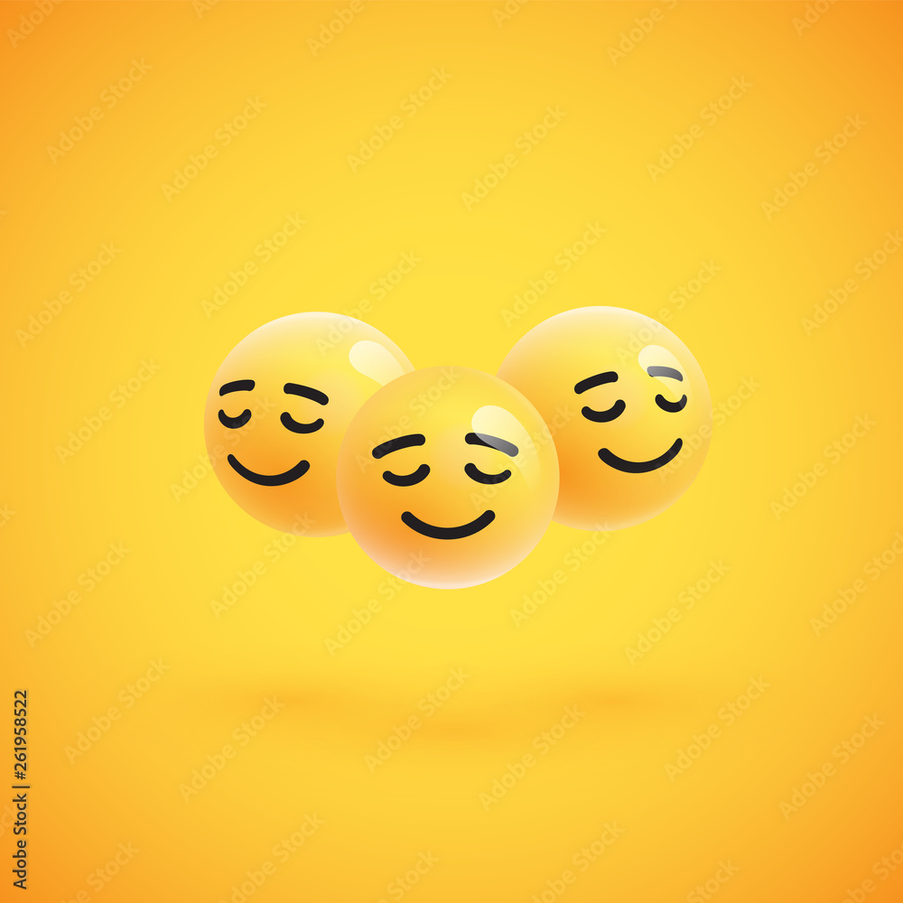 Fototapeta premium Group of high detailed yellow emoticons, vector illustration