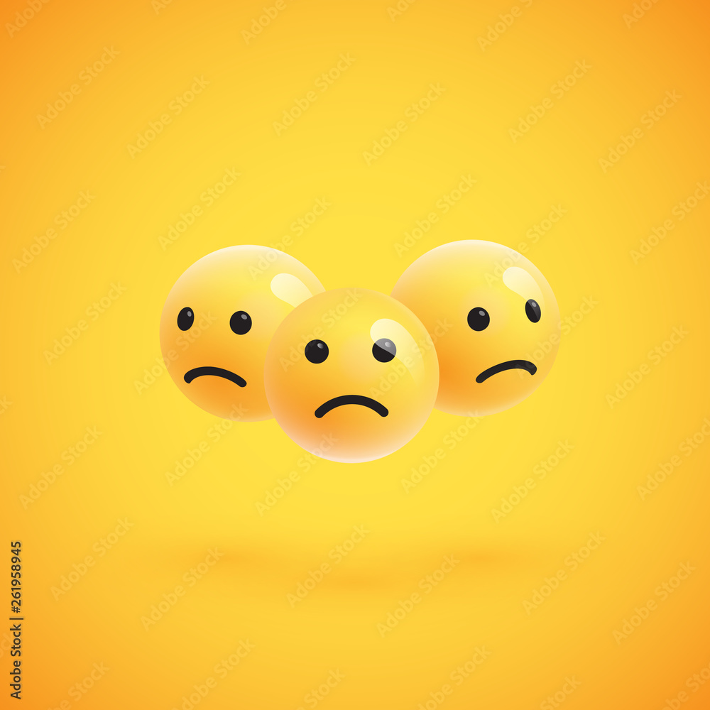 Group of high detailed yellow emoticons, vector illustration