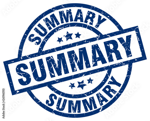 summary blue round grunge stamp