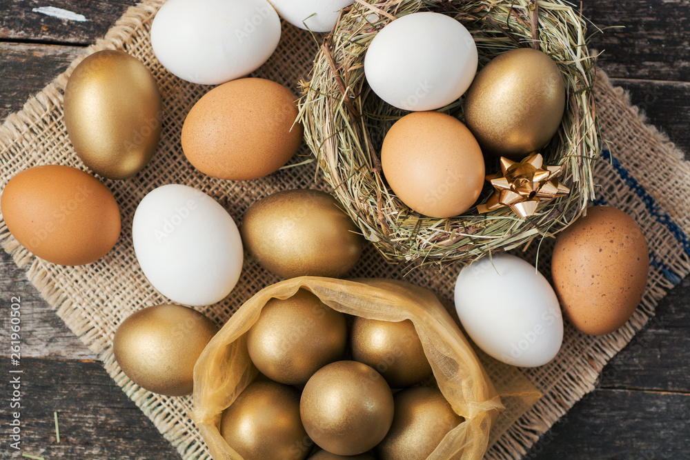 happy easter wishes card - soft shades of golden color Easter eggs in the nest. happy easter wishes card - soft shades of golden color Easter eggs in the nest.