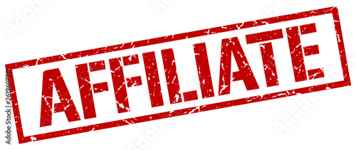 affiliate red grunge square vintage rubber stamp