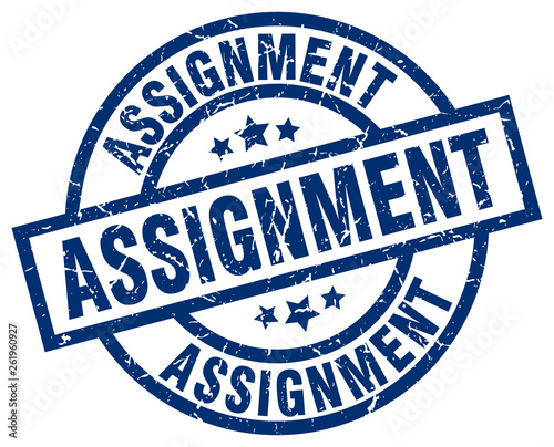 assignment blue round grunge stamp