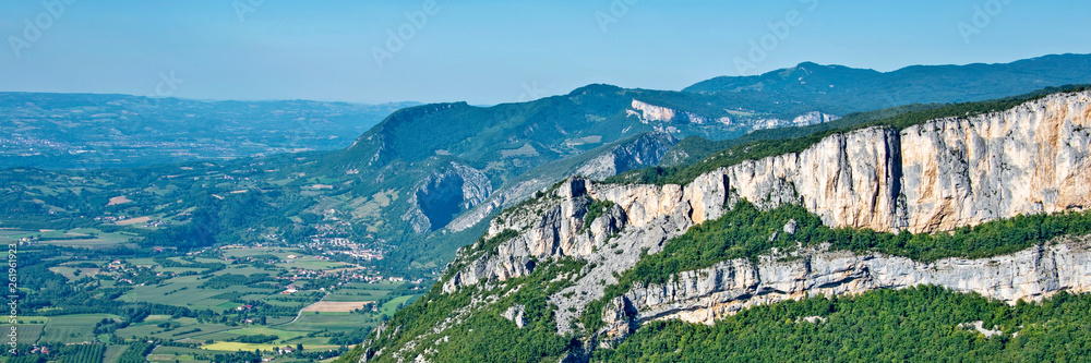 Panorama of scenic valley Combe Laval in the Vercors, France