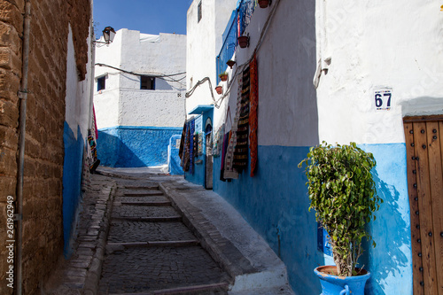 blue and white streets of Morocco © Elena