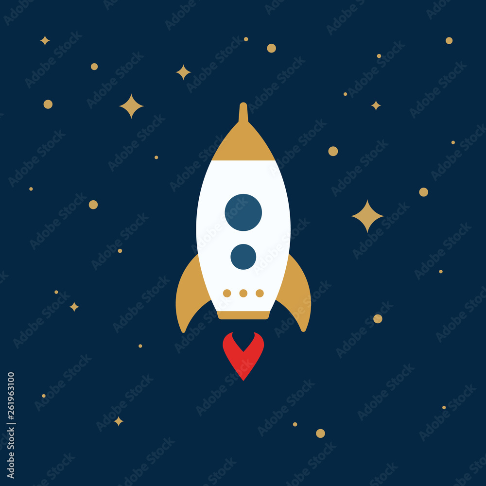 Start up icon. Rocket launch illustration. Flat style. Vector Start up icon. Rocket launch illustration. Flat style. Vector