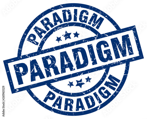 paradigm blue round grunge stamp