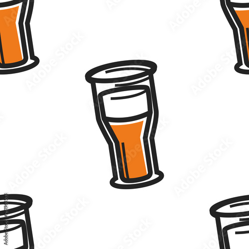 English beer or ale lager or cider seamless pattern mug with foam