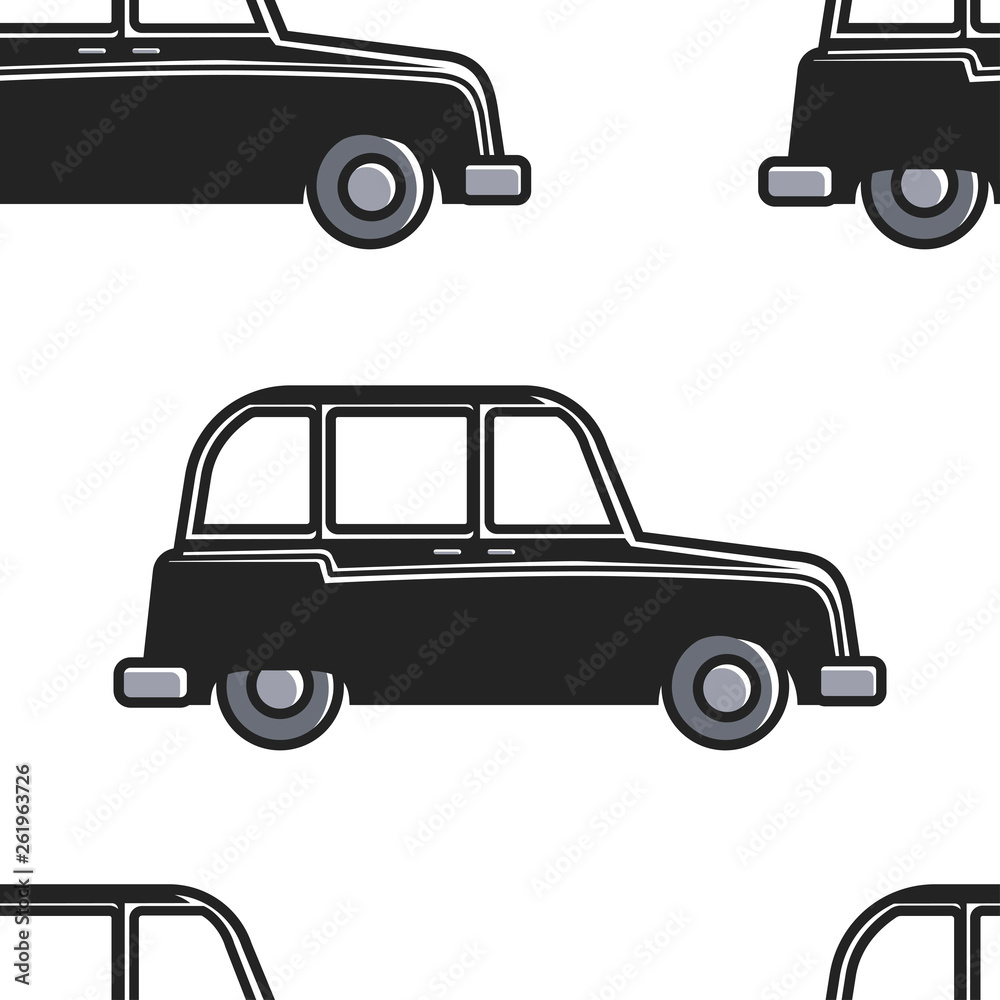 English cab seamless pattern car or taxi London symbol