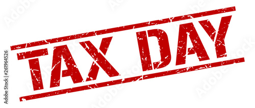 tax day red grunge square vintage rubber stamp