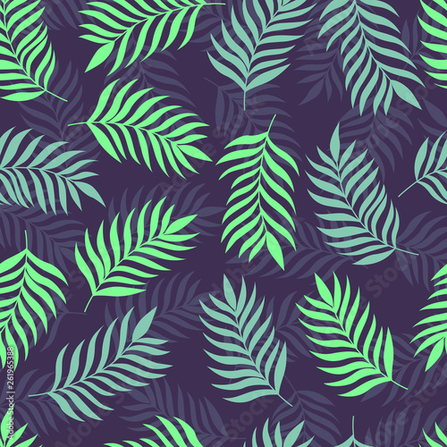 Seamless tropical pattern vector illustration dark background
