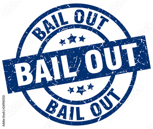 bail out blue round grunge stamp