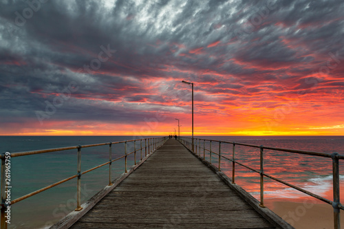 A vibrant sunset at the Port Noarlunga Jetty South Australia on 15th April 2019 © Darryl