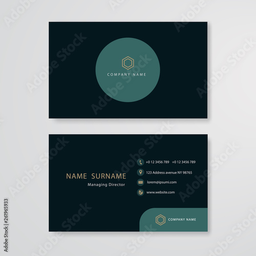 Green design business card flat template vector