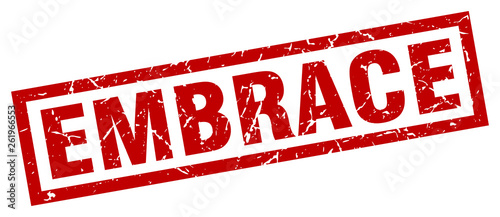 square grunge red embrace stamp