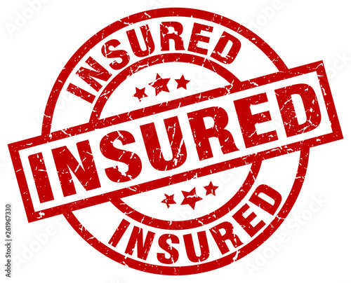 insured round red grunge stamp