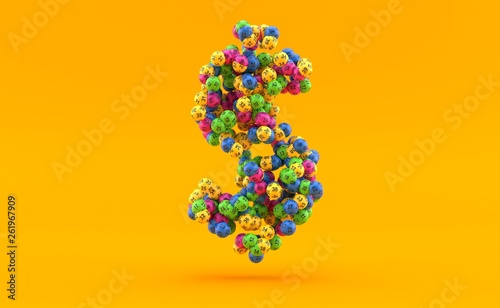 Lottery balls in dollar shape