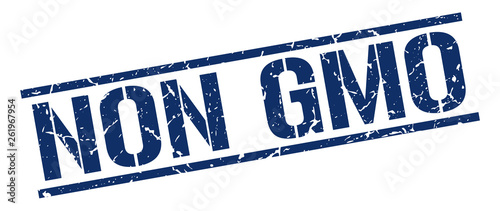 non gmo blue grunge square vintage rubber stamp