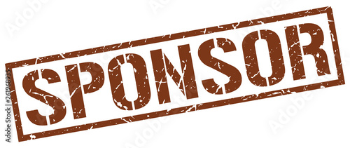 sponsor brown grunge square vintage rubber stamp