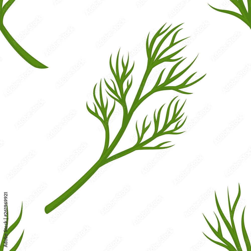 Fototapeta premium Dill branch seamless pattern greenery and organic seasoning