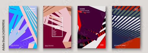 Minimal modern cover collection design. Dynamic colorful gradients flat colors in retro 90s style. Future geometric patterns lines. Trendy minimalist poster template vector background for business