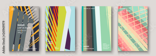 Minimal modern cover collection design. Dynamic colorful gradients flat colors in retro 90s style. Future geometric patterns lines. Trendy minimalist poster template vector background for business