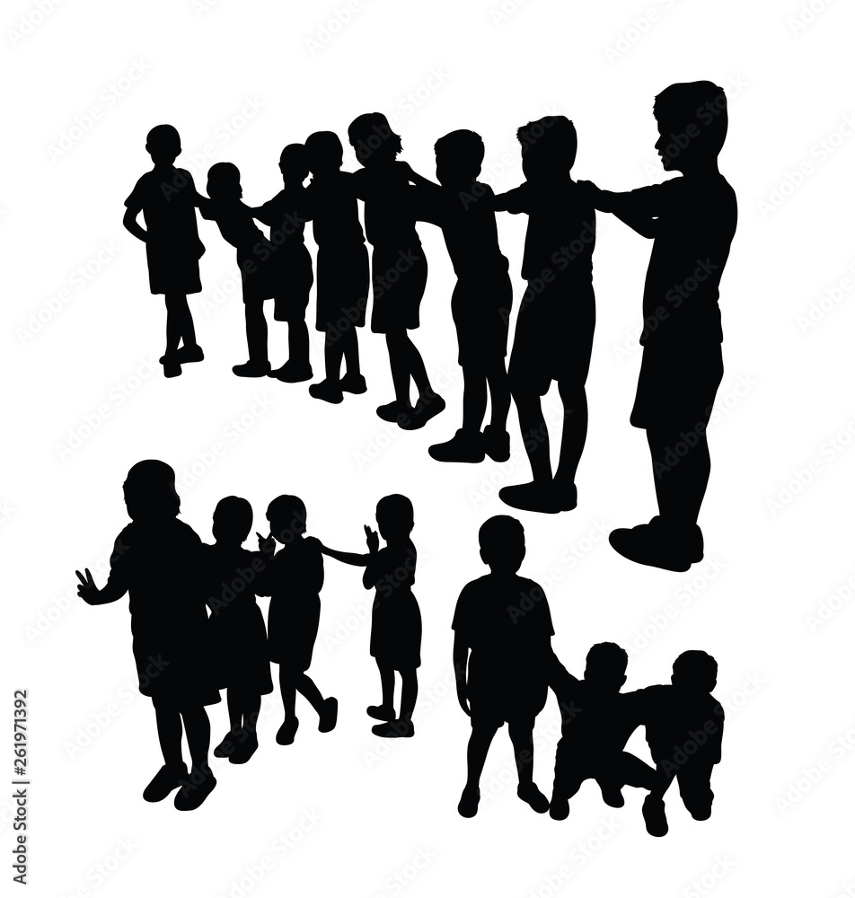 Kids Silhouette Playing Together, art vector design Kids Silhouette Playing Together, art vector design