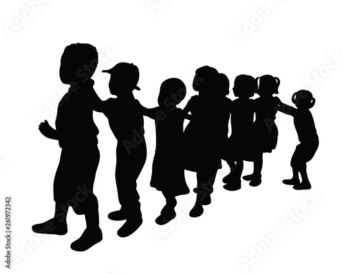 Happy Children in School Activity Silhouettes  art vector design