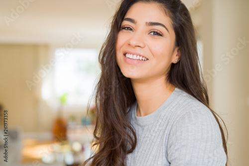 Free Download Beautiful brunette woman smiling cheerful, looking happy and positive - GFXLoad