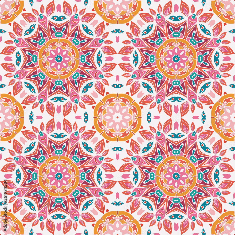 Seamless colorful pattern. Vector Mandala.