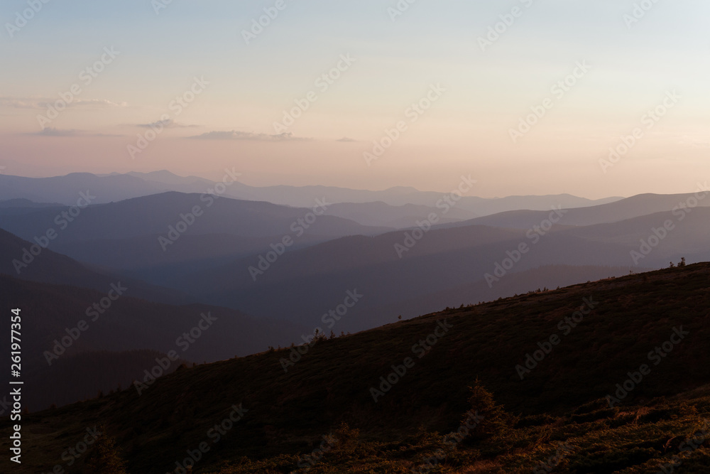 evening mountains silhouettes
